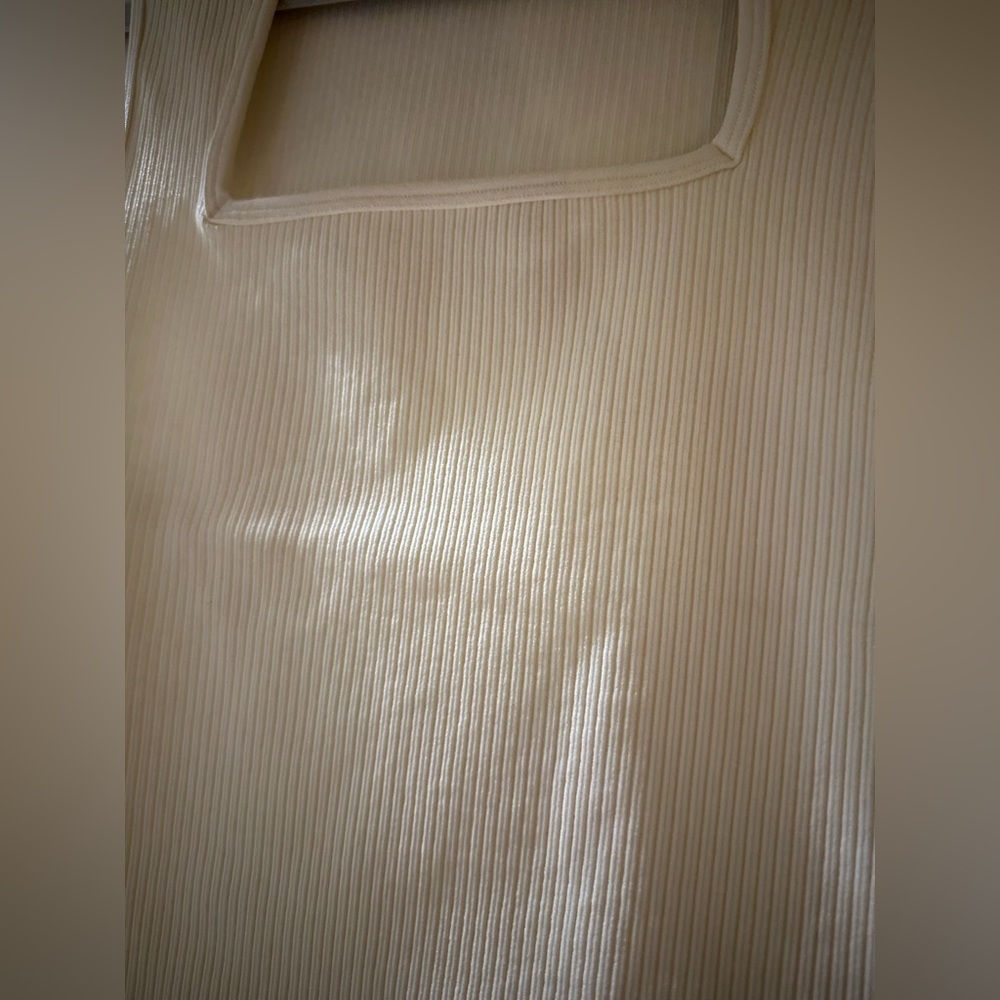 NWT Women’s Cream Ribbed Square Neck Top (SIZES: S/M & L/XL) - Picture 6 of 9